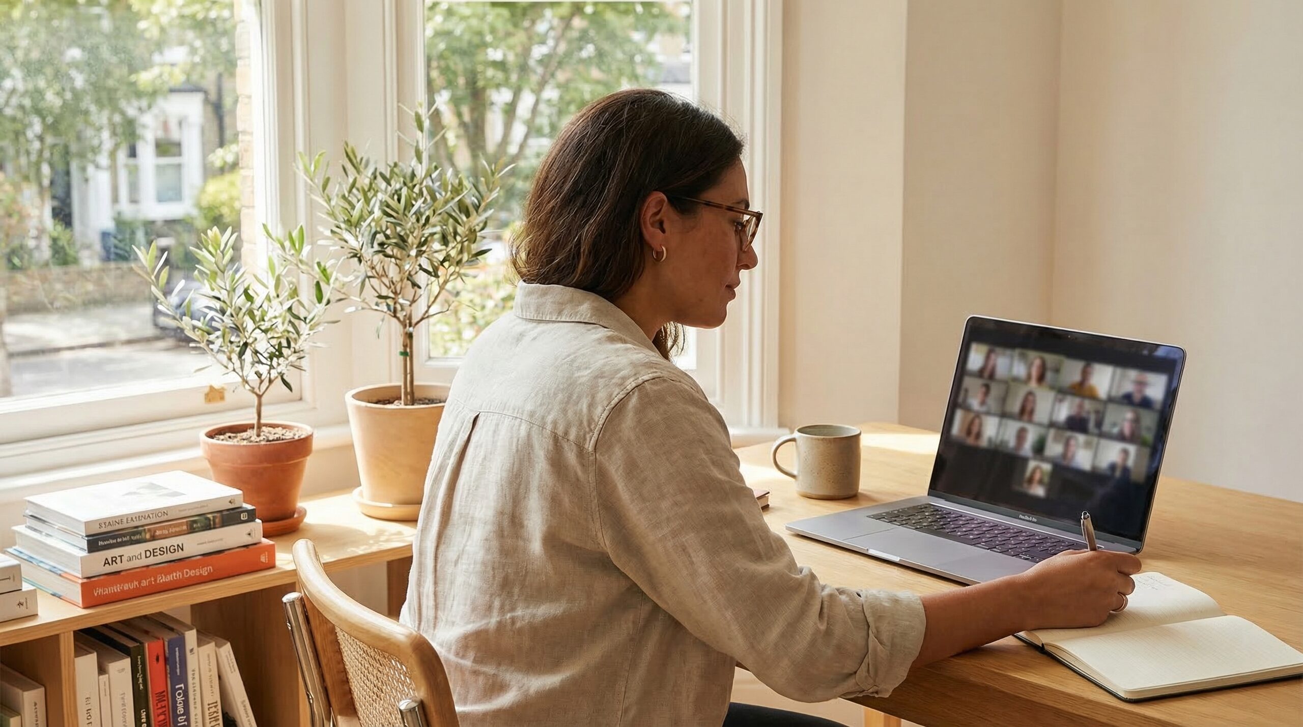 Alumna estudiando online desde casa